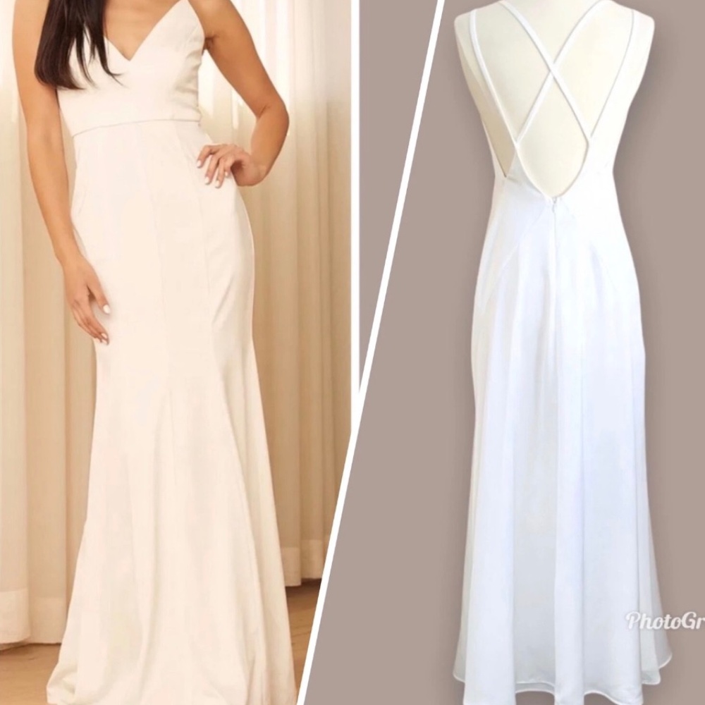 White satin maxi wedding dress